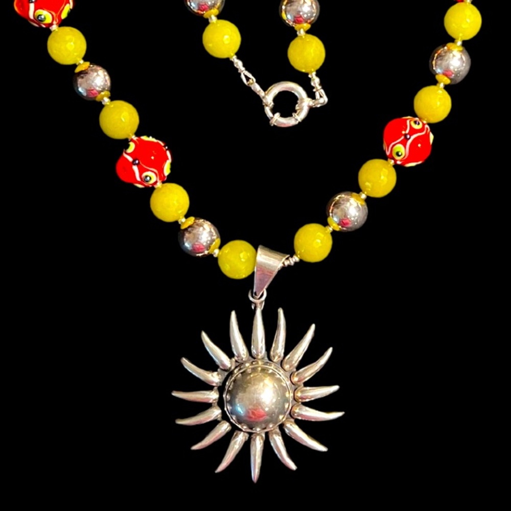 Bold Sunshine Statement Necklace – Handmade Boho Beauty